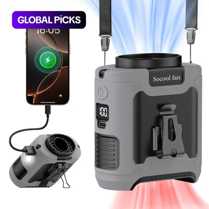 10000mAh Clip-On Waist Fan – Powerful Hands-Free Cooling