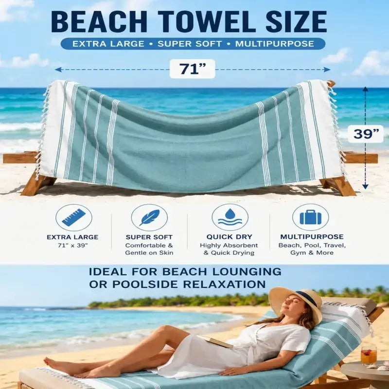 XL Beach Towel – Advanced Flat-Weave Tech For A Sand-Free, Quick-Dry Summer