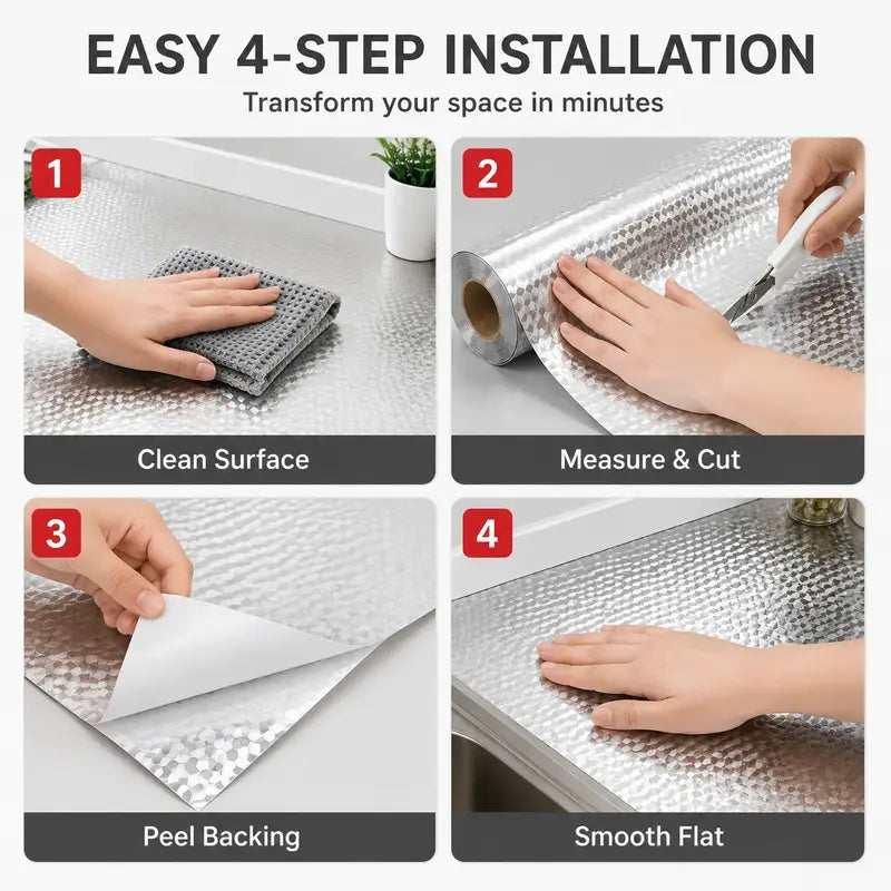 Instant Peel & Stick Kitchen Backsplash & Cabinet Oil-Proof Liner | Buy 1 Get 1 Free