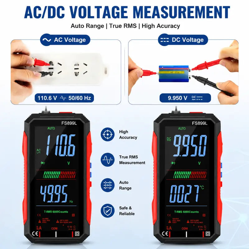 Smart Auto-Ranging Digital Multimeter – Rechargeable TRMS Voltage Tester