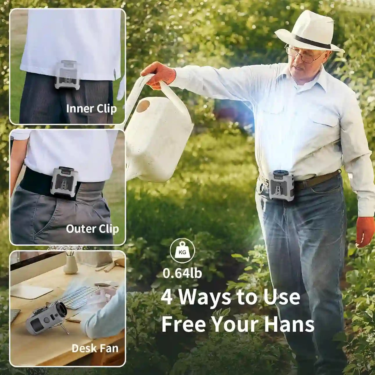 10000mAh Clip-On Waist Fan – Powerful Hands-Free Cooling