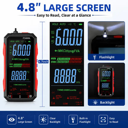 Smart Auto-Ranging Digital Multimeter – Rechargeable TRMS Voltage Tester