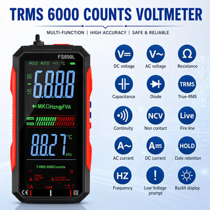 Smart Auto-Ranging Digital Multimeter – Rechargeable TRMS Voltage Tester