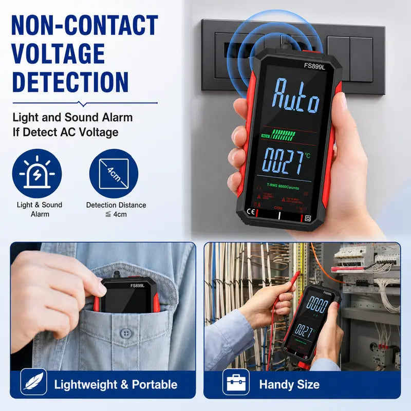 Smart Auto-Ranging Digital Multimeter – Rechargeable TRMS Voltage Tester