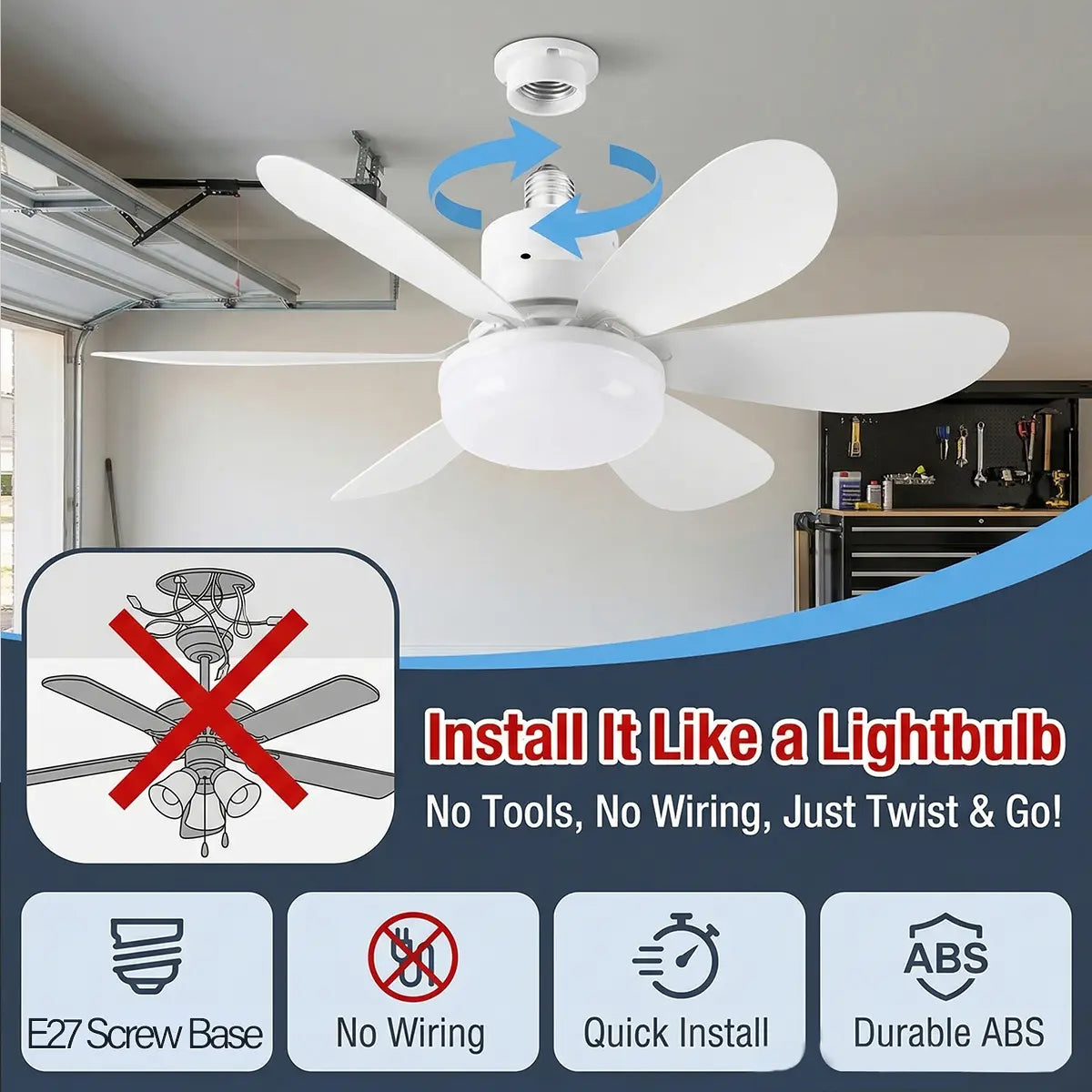 Socket Ceiling Fan Light – Screw-In Base Installation For Instant Breeze & Brightness