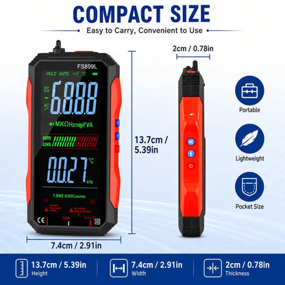 Smart Auto-Ranging Digital Multimeter – Rechargeable TRMS Voltage Tester