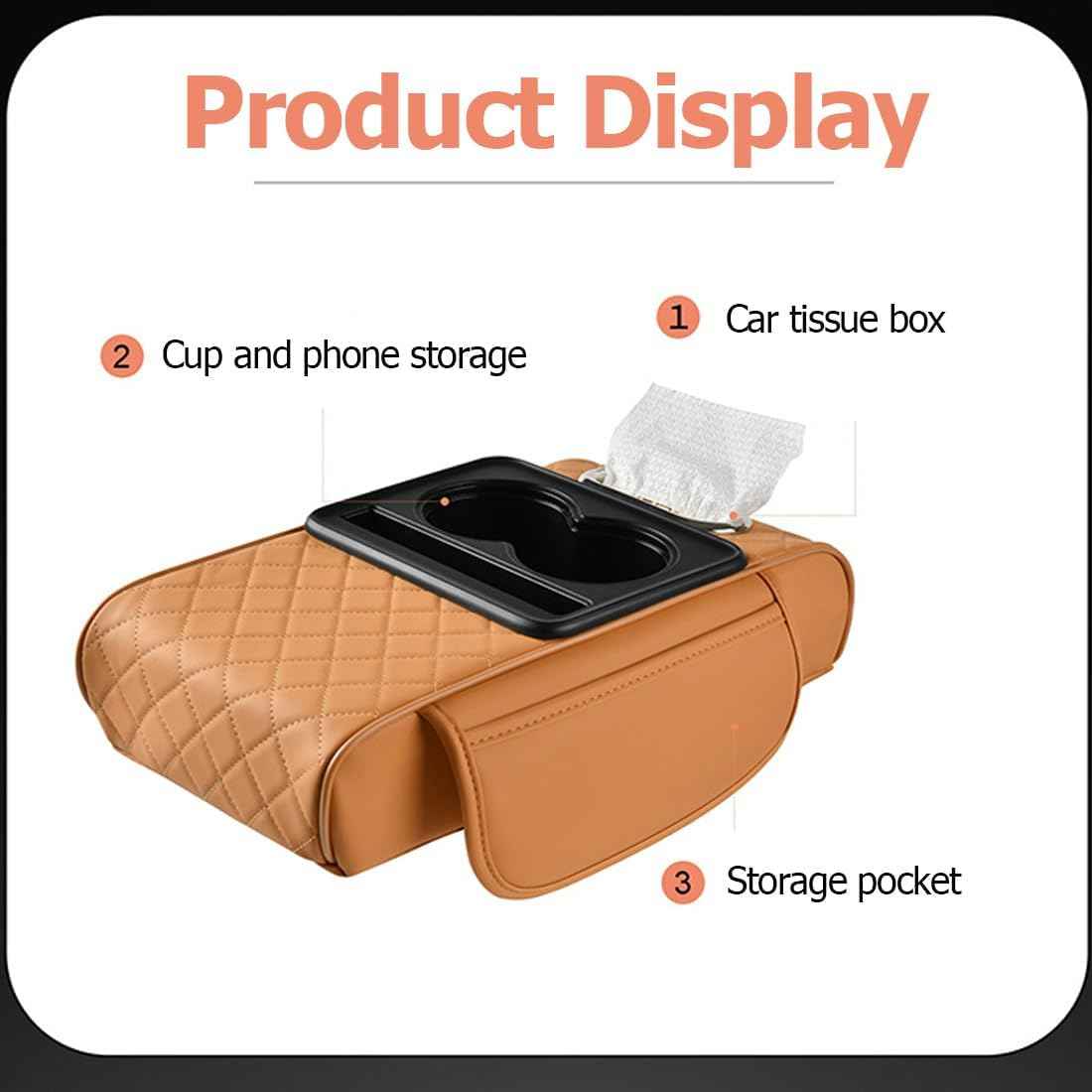 Upgrade Your Drive: Universal Armrest Cushion with Dual Cup Holders & Storage