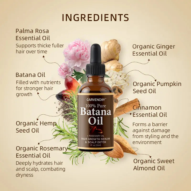 Batana Rosemary Oil - Grow Longer, Thicker & Stronger Hair Naturally