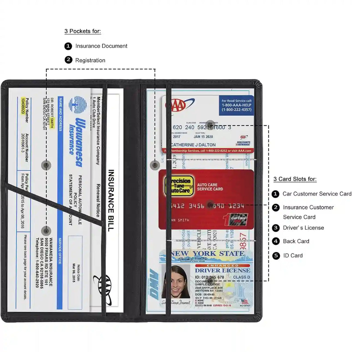 Car Document Organizer - Magnetic Closure For Fast, Organized Access