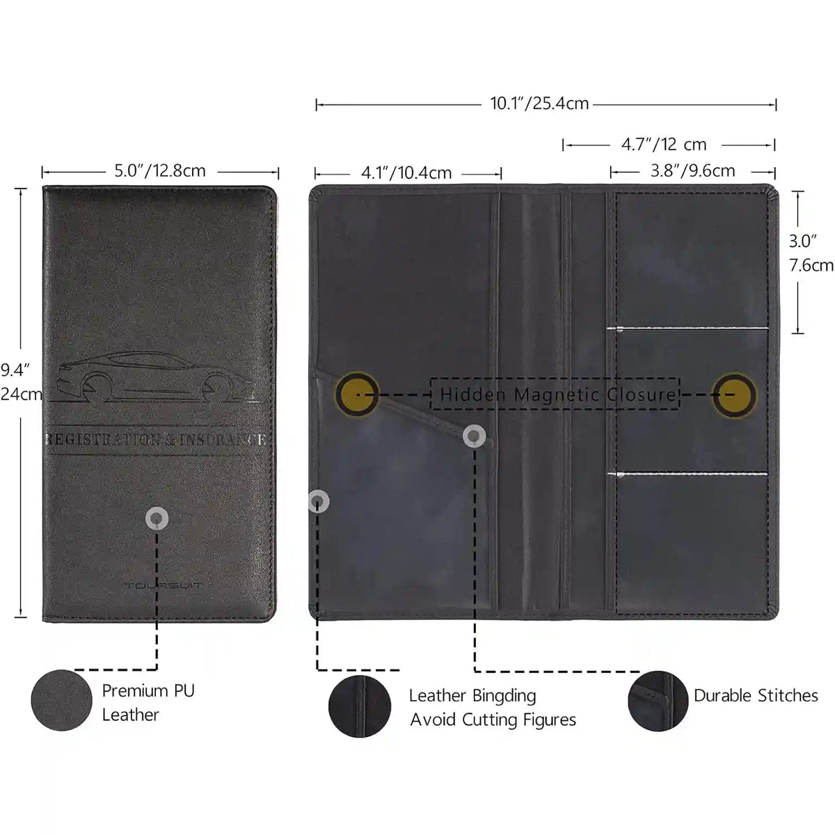 Car Document Organizer - Magnetic Closure For Fast, Organized Access