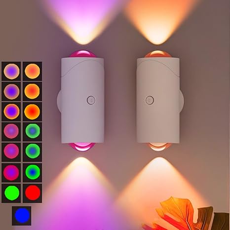 Wireless Motion Sensor Wall Sconces with Magnetic RGB Lighting