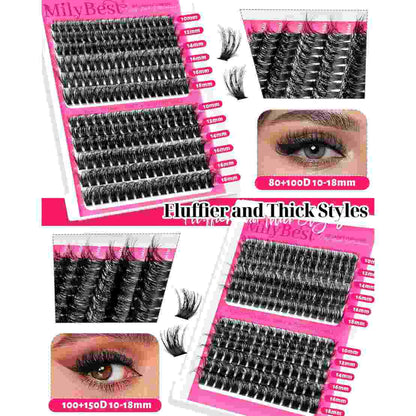Lash Clusters Kit - 4-Style D-Curl Design For Salon-Look Lashes At Home