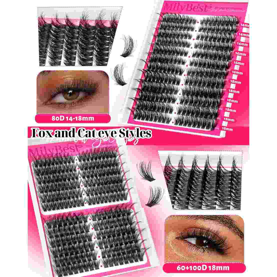 Lash Clusters Kit - 4-Style D-Curl Design For Salon-Look Lashes At Home