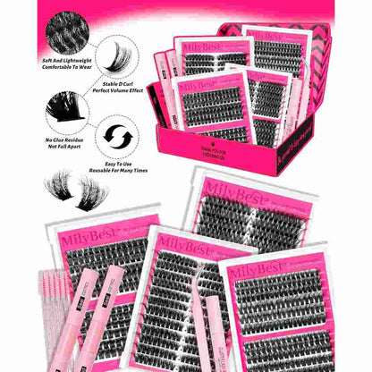 Lash Clusters Kit - 4-Style D-Curl Design For Salon-Look Lashes At Home