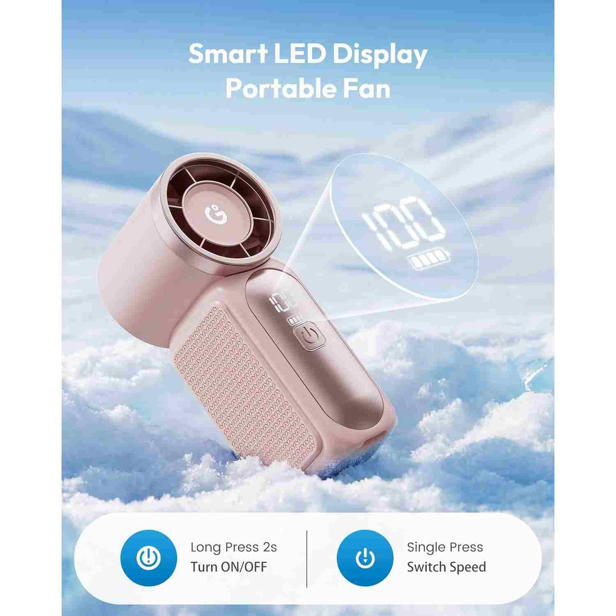 Mini Turbo Handheld Fan - 6-Speed Powerful Cooling For Travel & Makeup