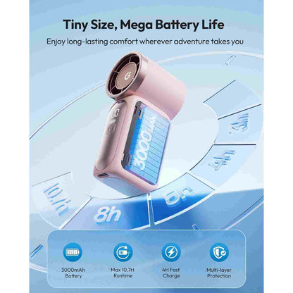 Mini Turbo Handheld Fan - 6-Speed Powerful Cooling For Travel & Makeup