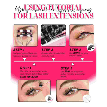 Lash Clusters Kit - 4-Style D-Curl Design For Salon-Look Lashes At Home