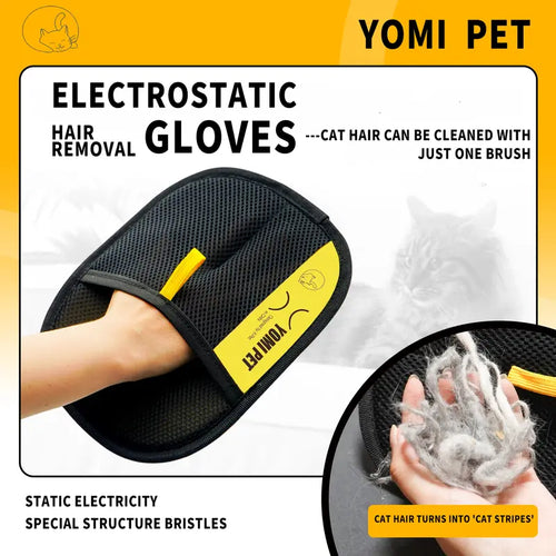 Electrostatic Pet Hair Remover & Gentle Grooming Mitt Brush