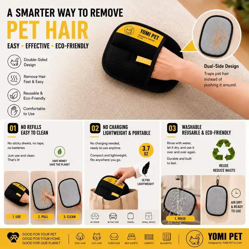 Electrostatic Pet Hair Remover & Gentle Grooming Mitt Brush