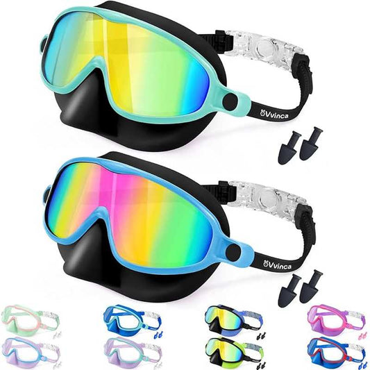 Leak-Free Crystal Clear Swimming Goggles with Comfort Nose Cover for Kids