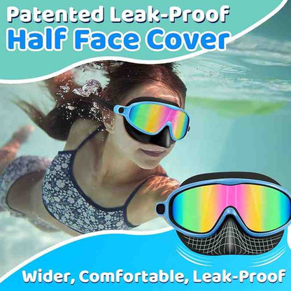 Leak-Free Crystal Clear Swimming Goggles with Comfort Nose Cover for Kids