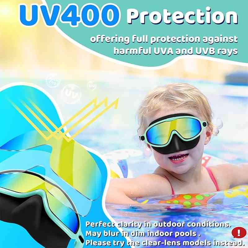Leak-Free Crystal Clear Swimming Goggles with Comfort Nose Cover for Kids